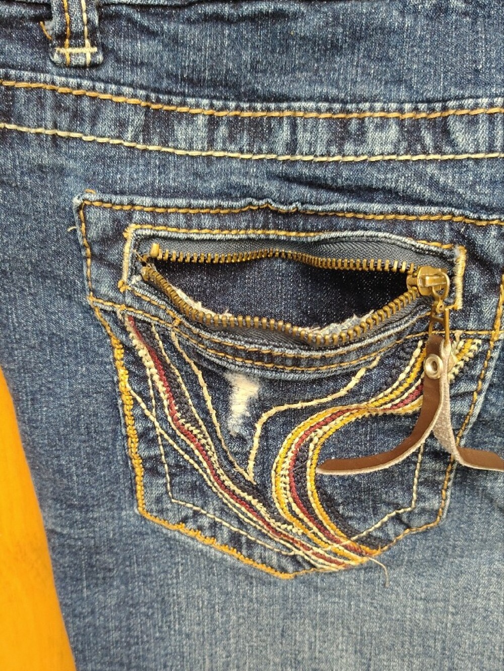 Ariya Dark Blue Low Rise Distressed Rolled-Hem Denim Shorts - Picture 9 of 13